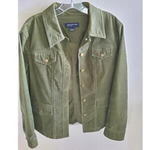 Corduroy Jacket Olive Green Size Large Western Boho Jones New York Signature